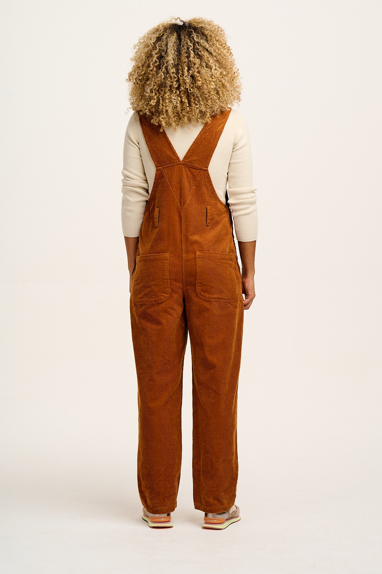 Easton - Corduroy Dungarees in Caramel Brown