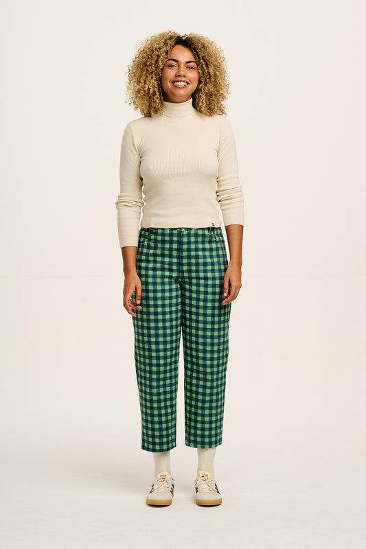 Drew - Straight Leg Twill Trousers in Gabriella Gingham Print