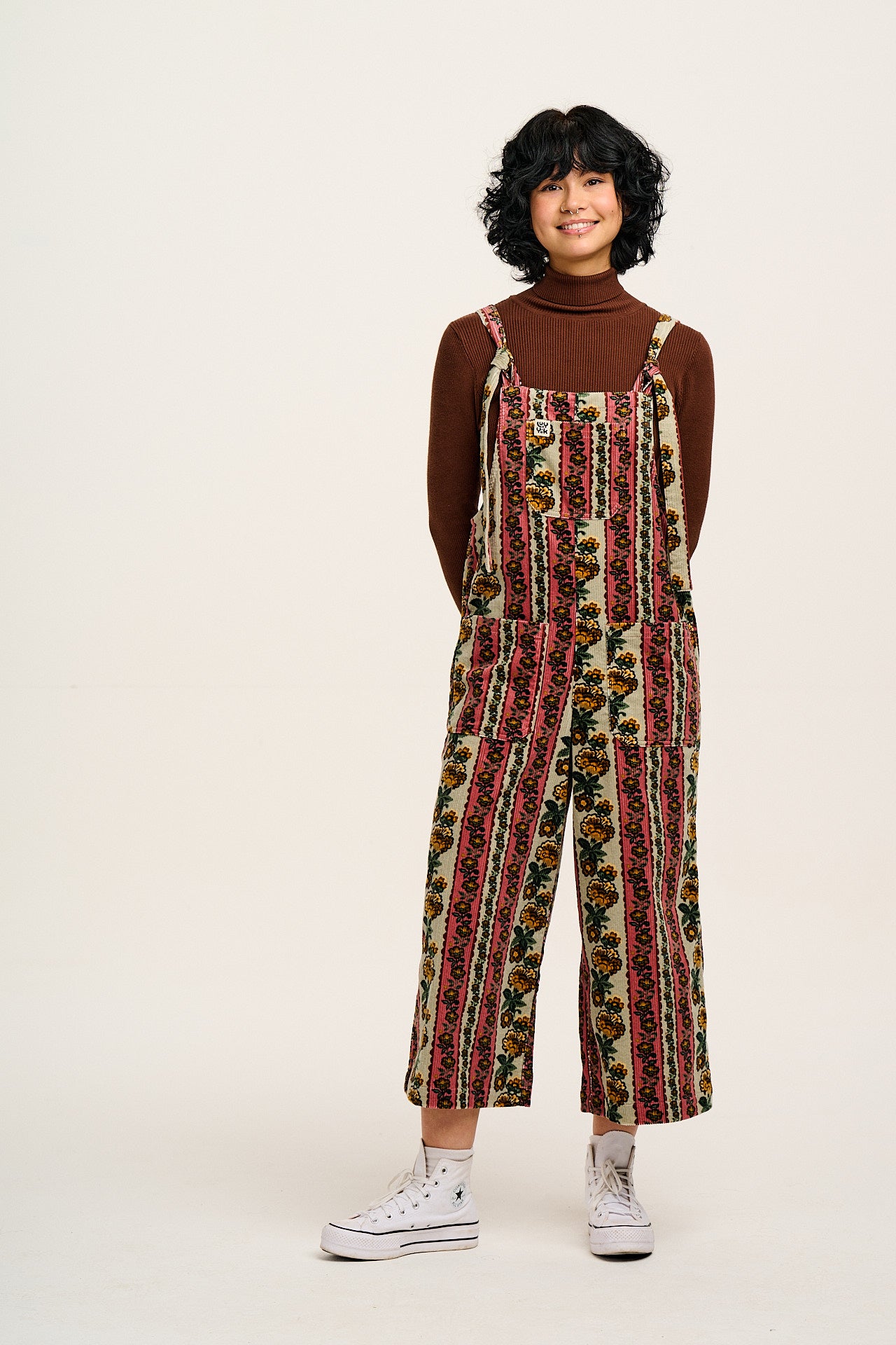 Jenny - Wide Leg Corduroy Dungarees in Betsy Floral Print