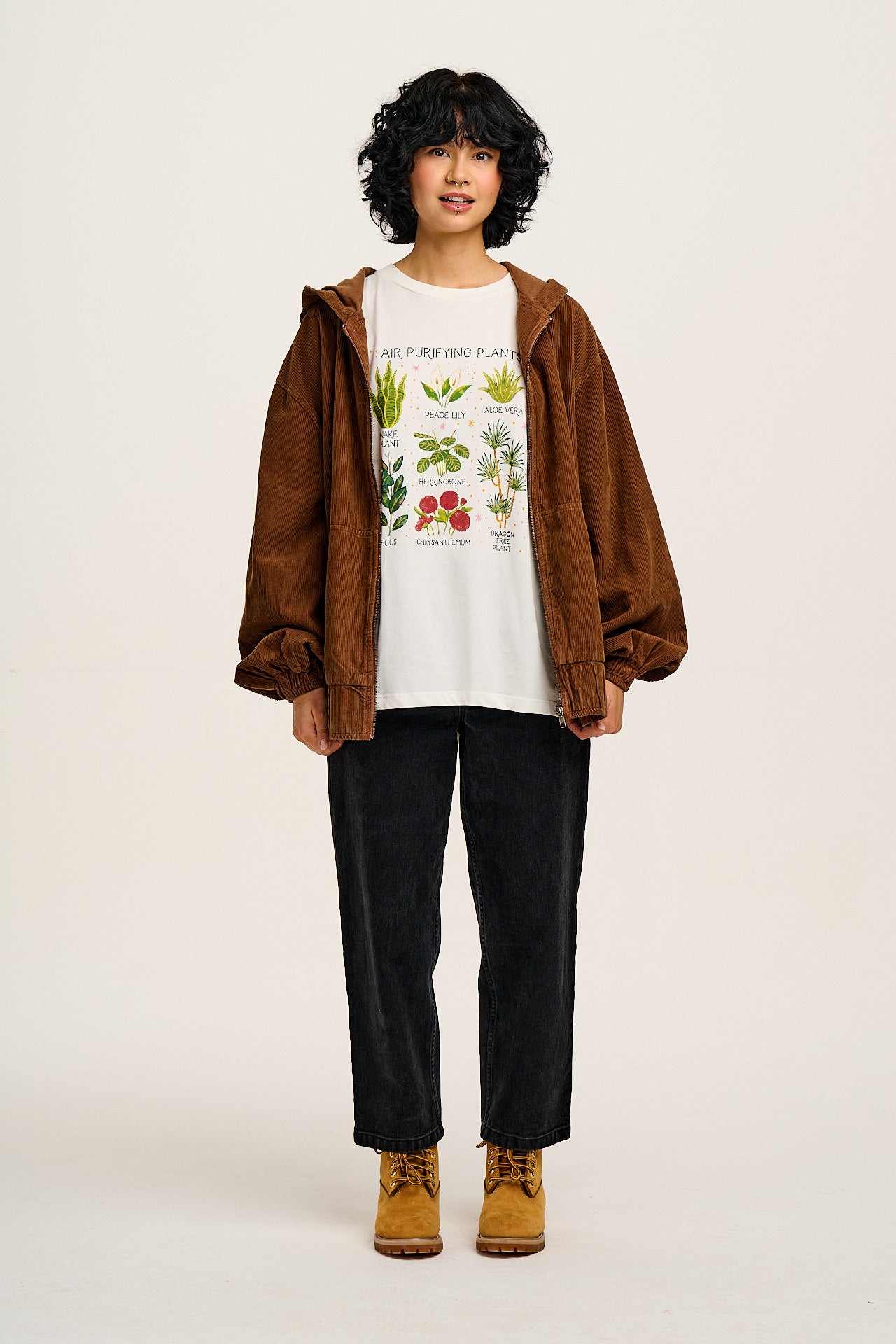 Wesley - Oversized Hoodie Corduroy Jacket in Chestnut Brown