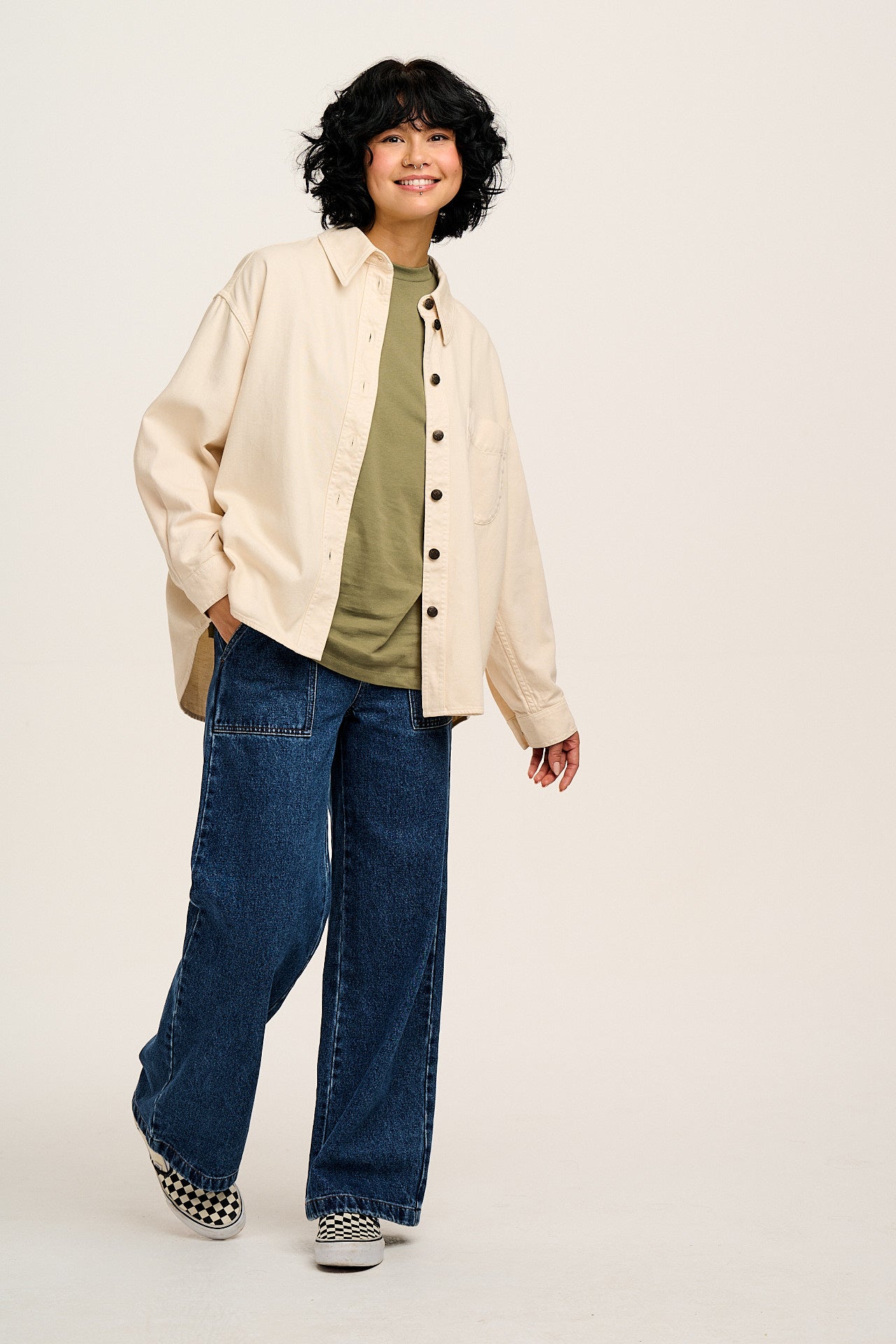 Sydney - Oversized Cotton Shirt in Ecru