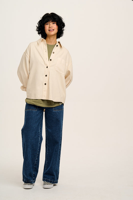 Sydney - Oversized Cotton Shirt in Ecru