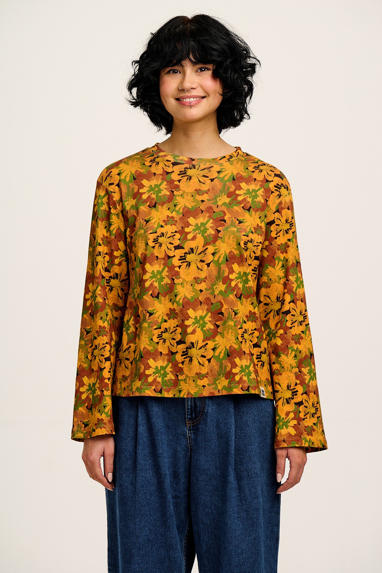 Hermione - Fluted Cotton Top in Cass Floral