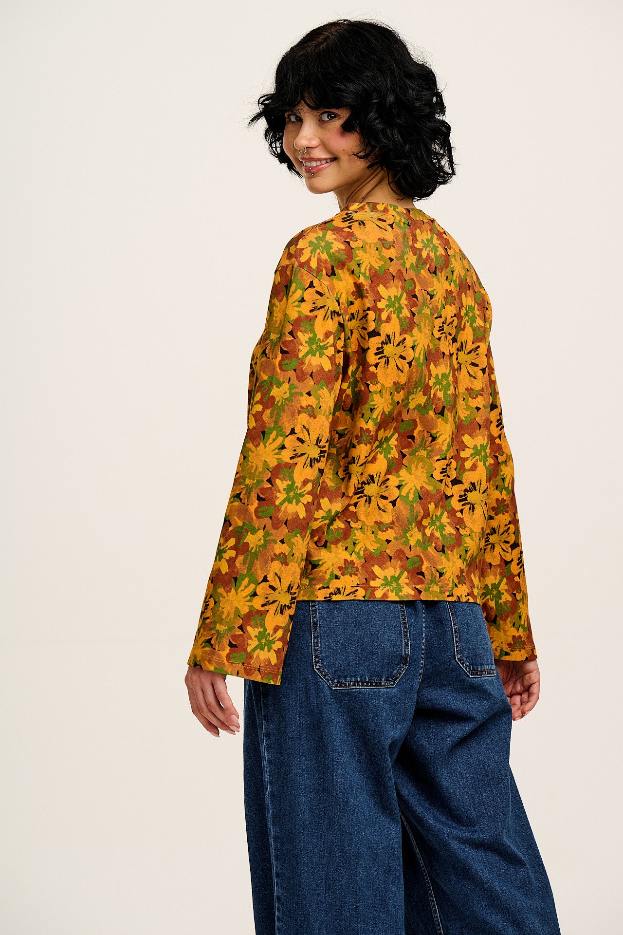 Hermione - Fluted Cotton Top in Cass Floral