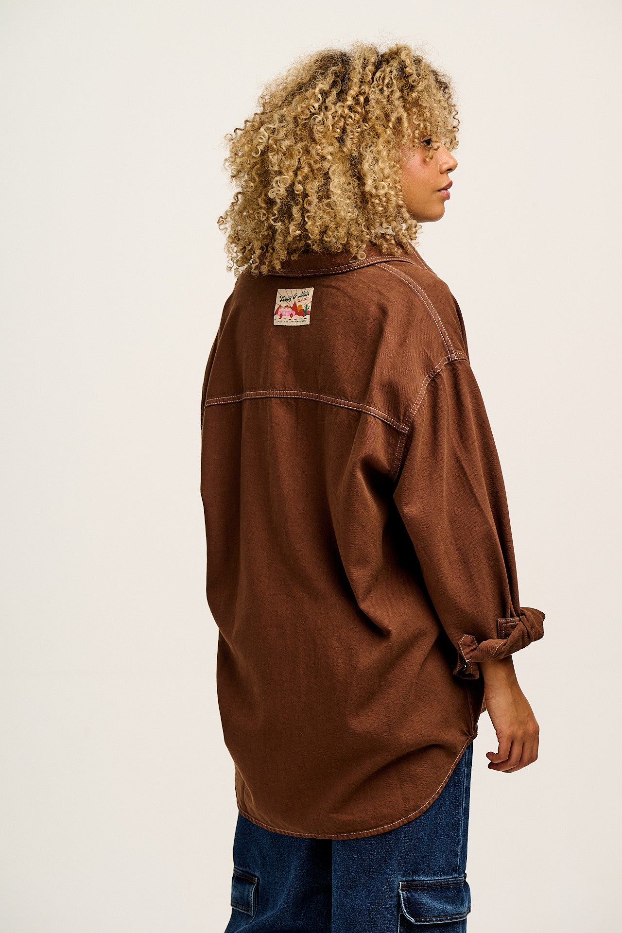 Sydney - Oversized Cotton Shirt in Chestnut Brown