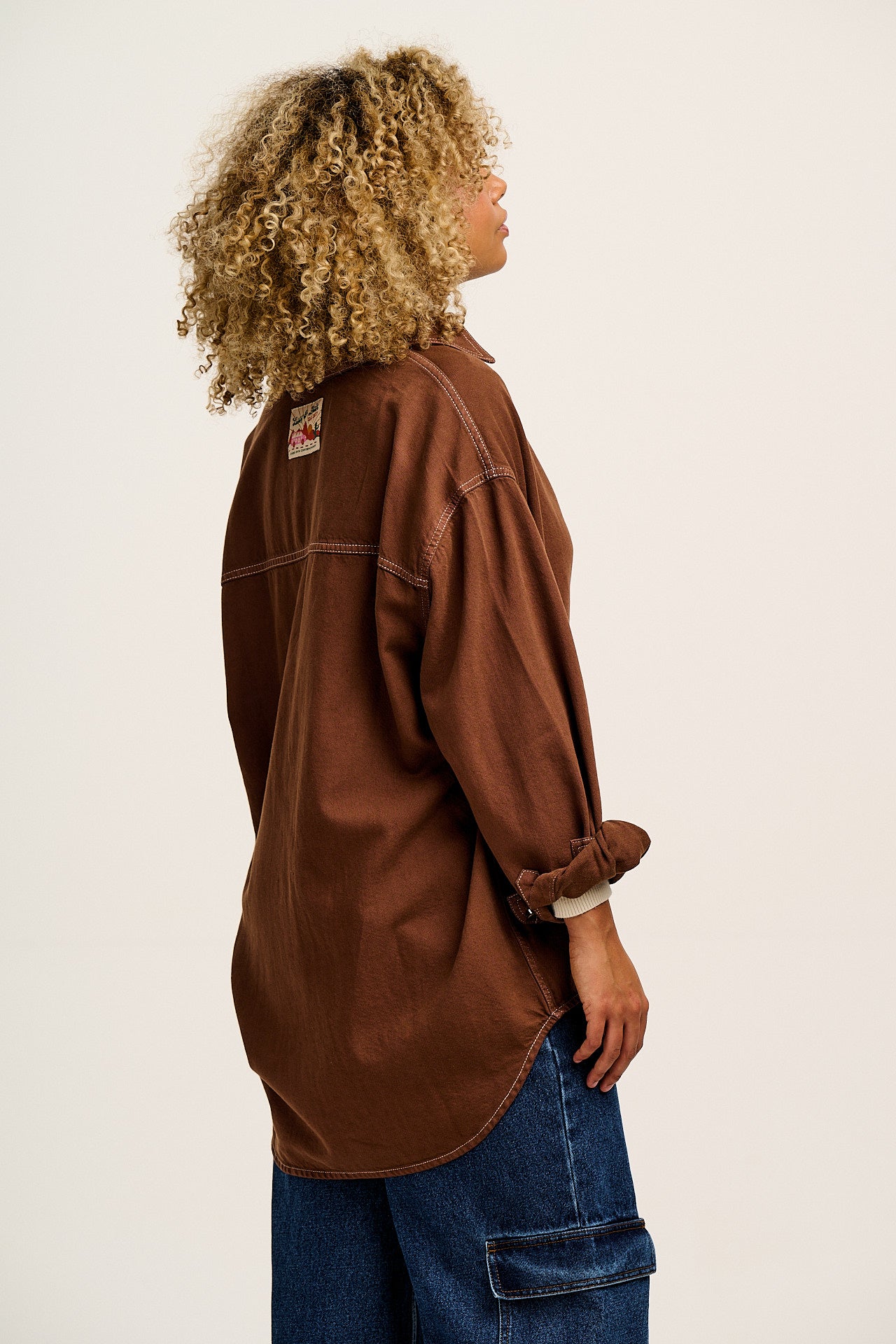 Sydney - Oversized Cotton Shirt in Chestnut Brown