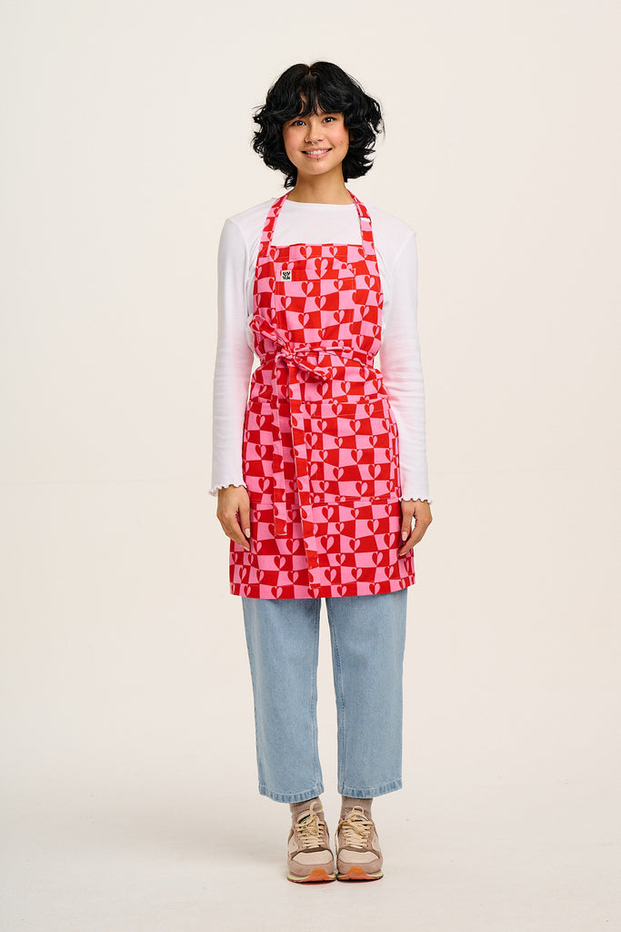 Ada - Cotton Apron in Pink Amore Print