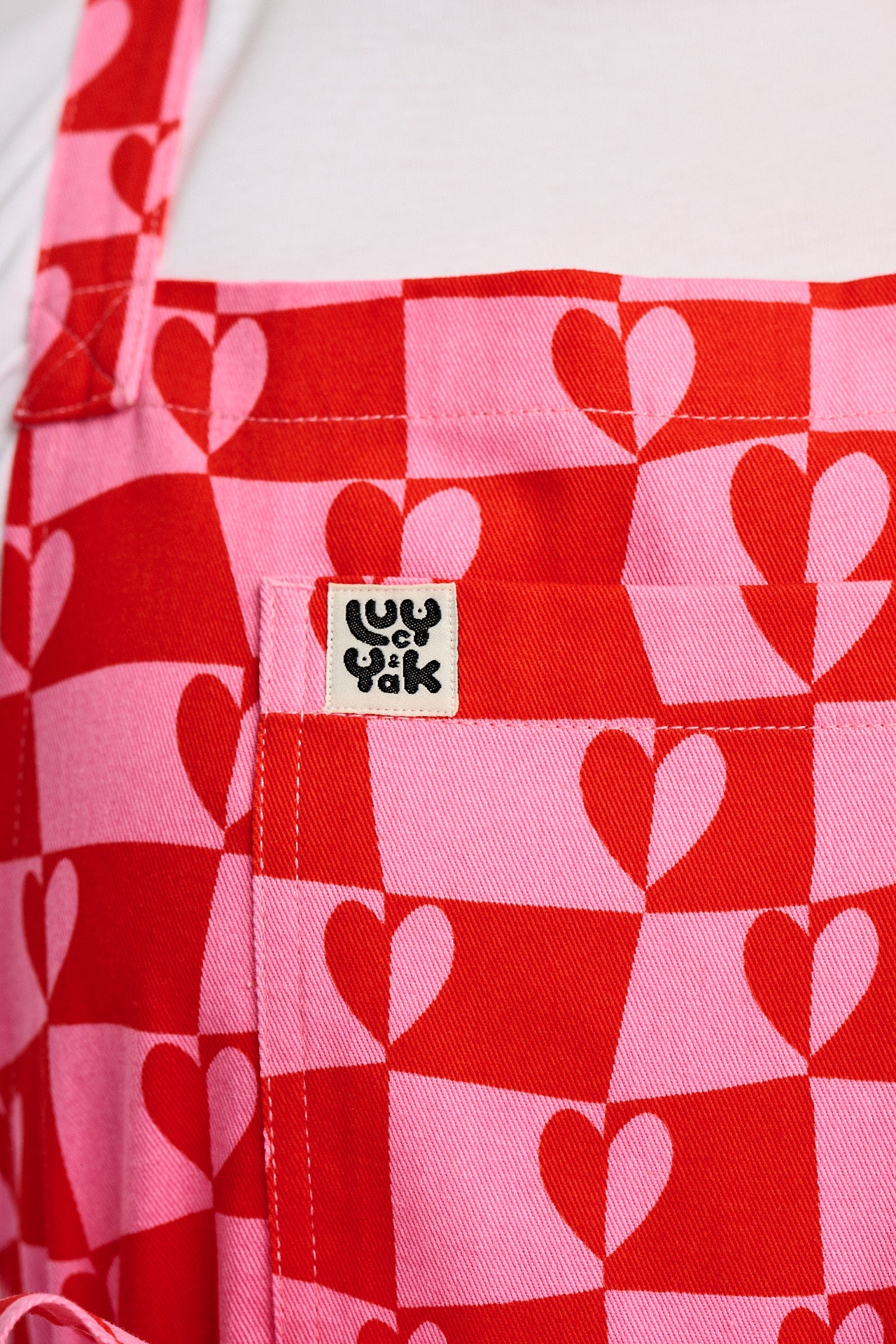 Ada - Cotton Apron in Pink Amore Print