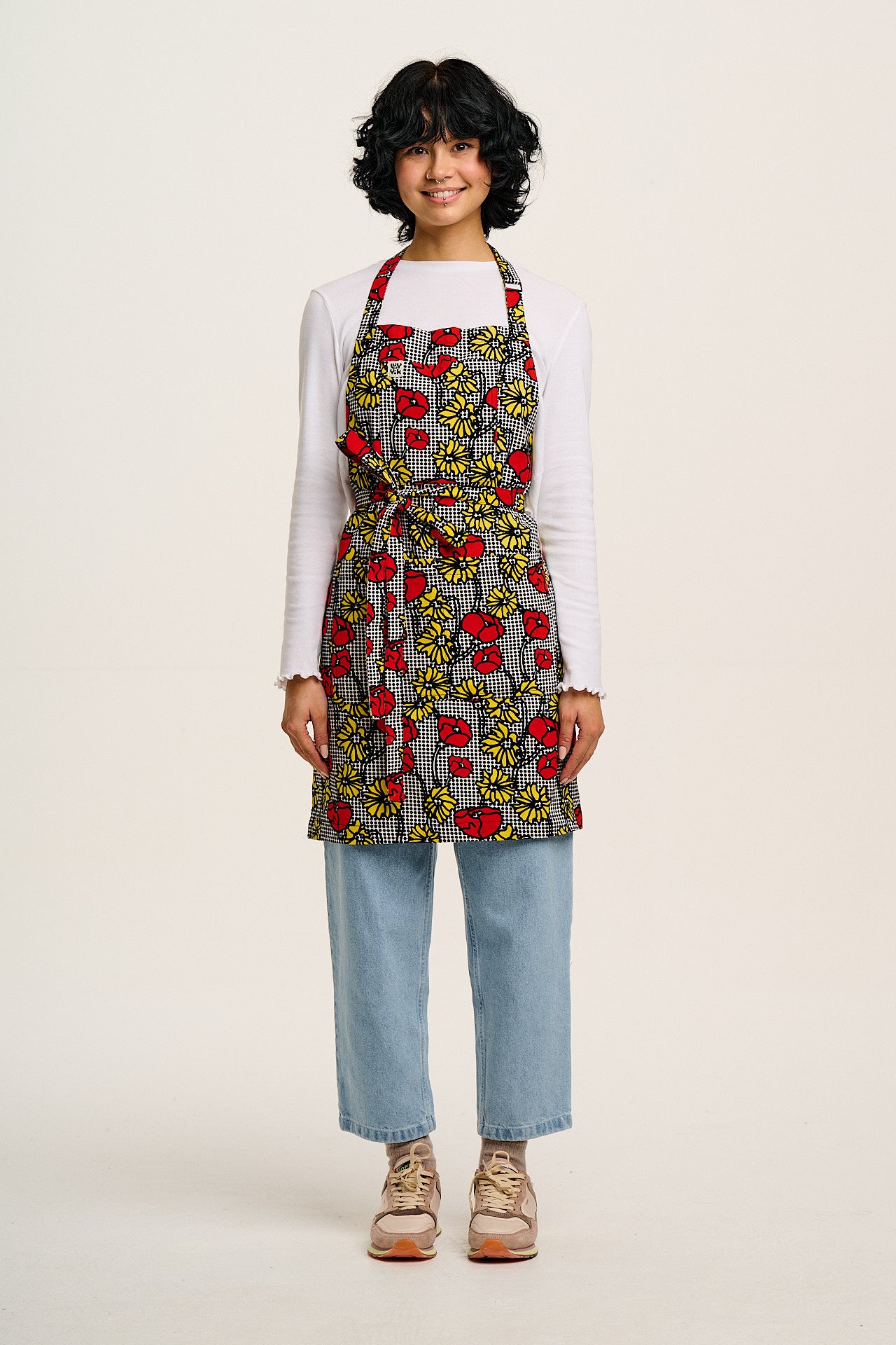 Ada - Cotton Apron in Poppy Comic Print