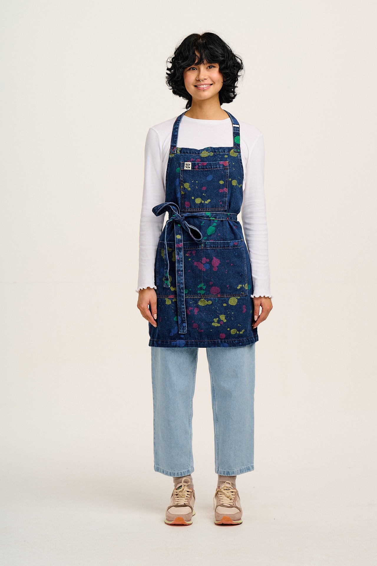 Ada - Denim Apron in Art Attack Print