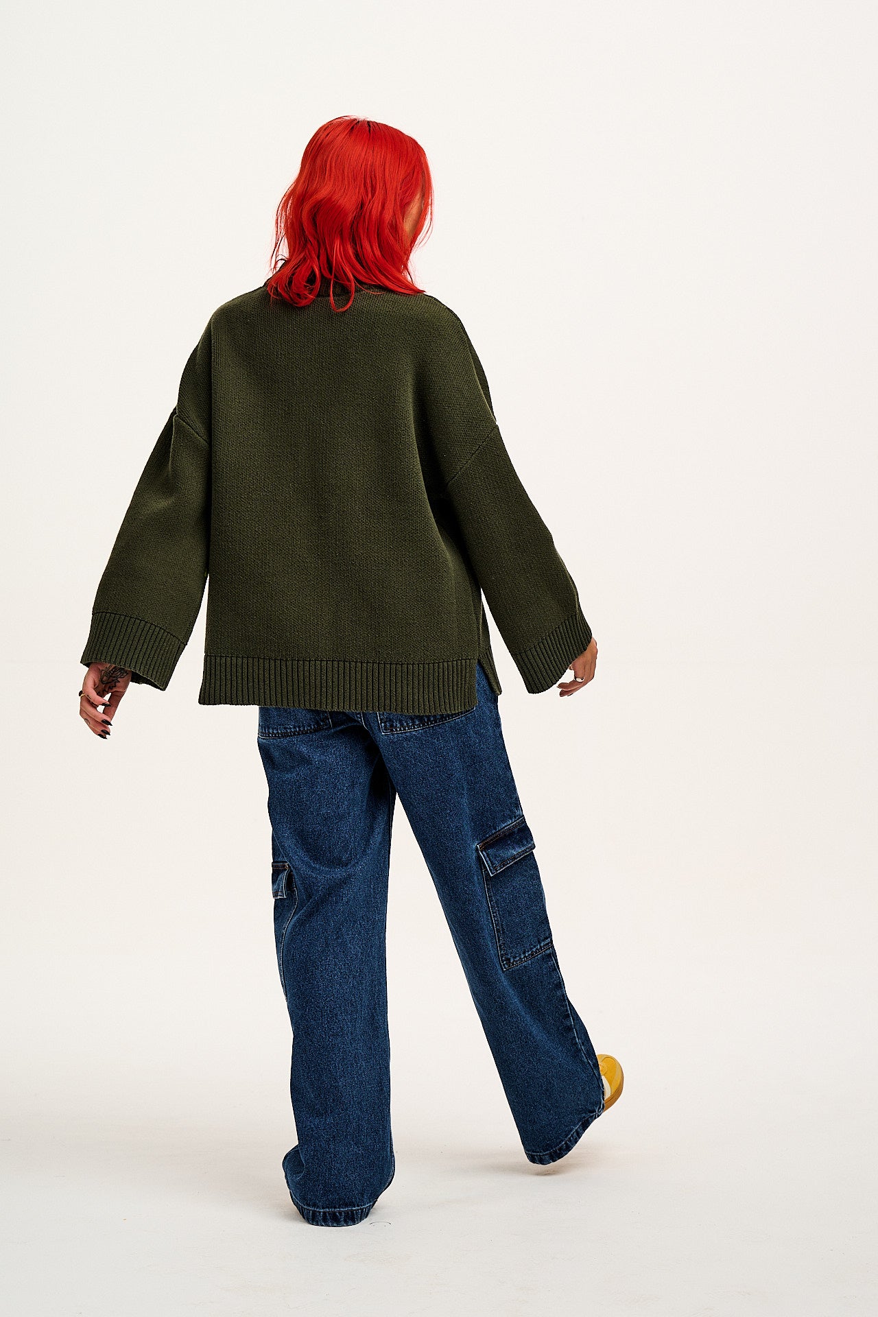 Amari - Oversized Knitted Jumper in Green Melanie Print