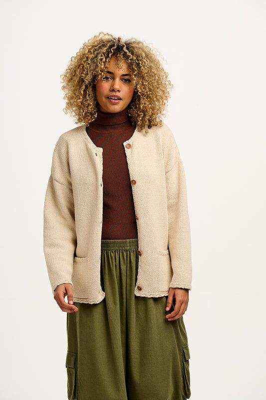 Frederika - Heavy Knit Cardigan in Frappe Cream