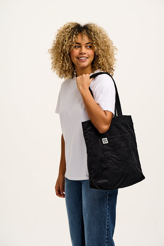 Felix - Corduroy Tote Bag in Black