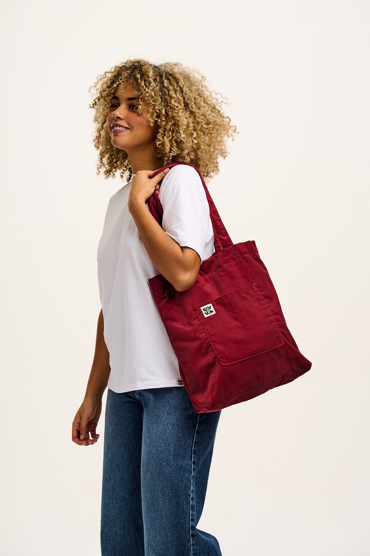 Felix - Corduroy Tote Bag in Maroon