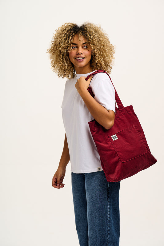 Felix - Corduroy Tote Bag in Maroon