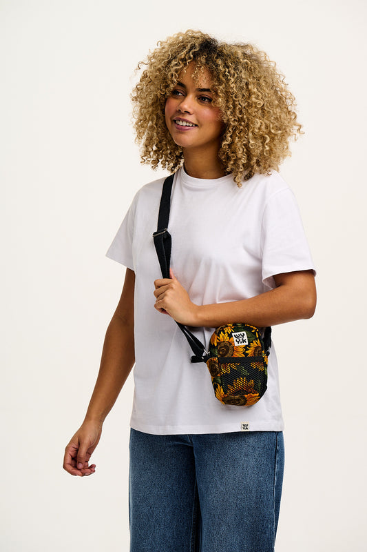 Brady - Crossbody Cotton Twill Bag in Sunflower Print