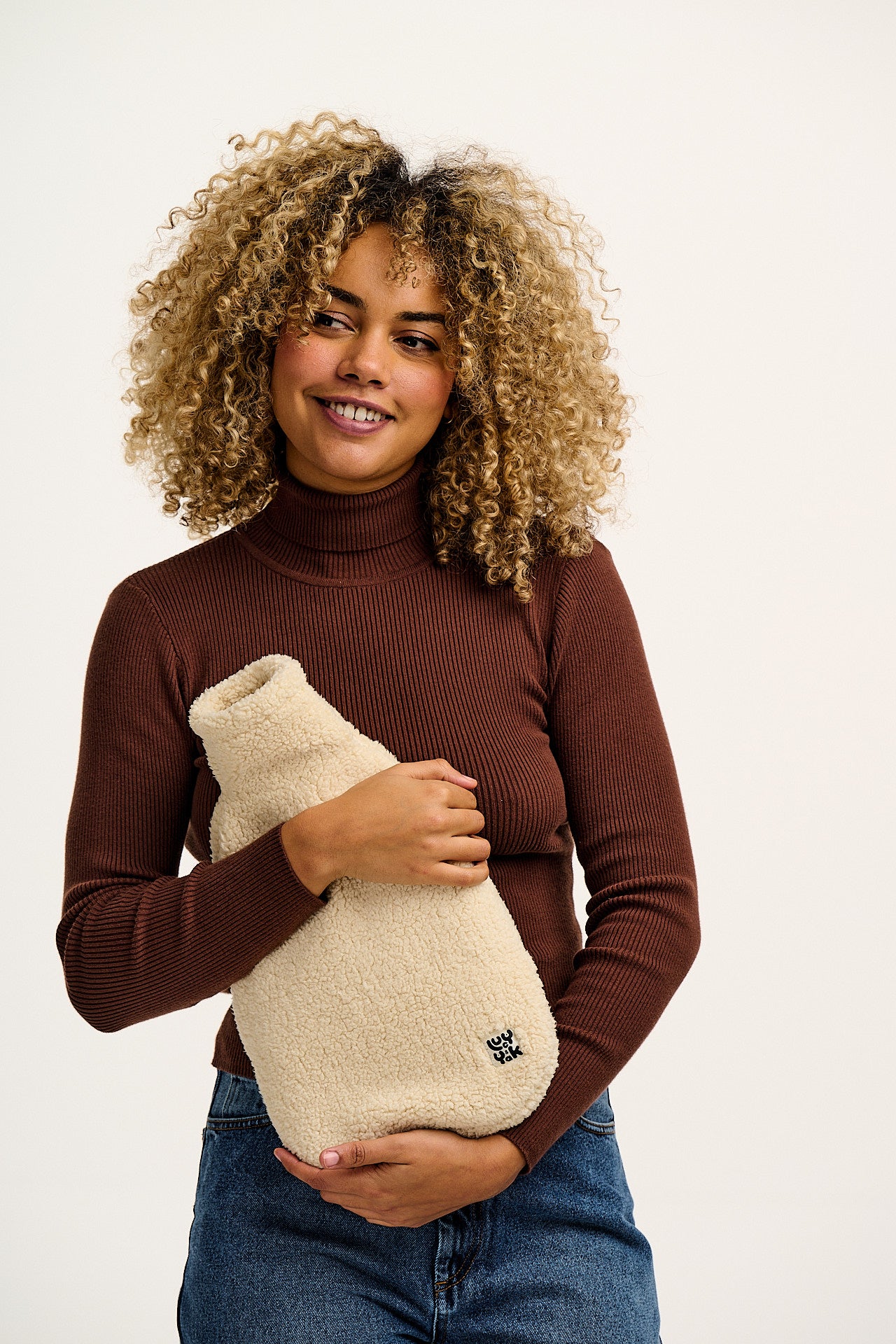 Caleb - Borg Fleece Hot Water Bottle Cover in Frappe Cream