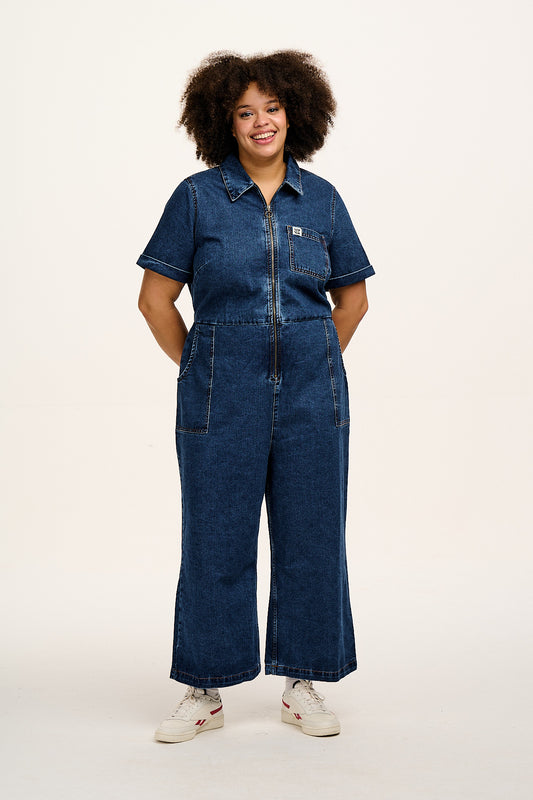 Ragan - Denim Jumpsuit in Mid Wash Blue