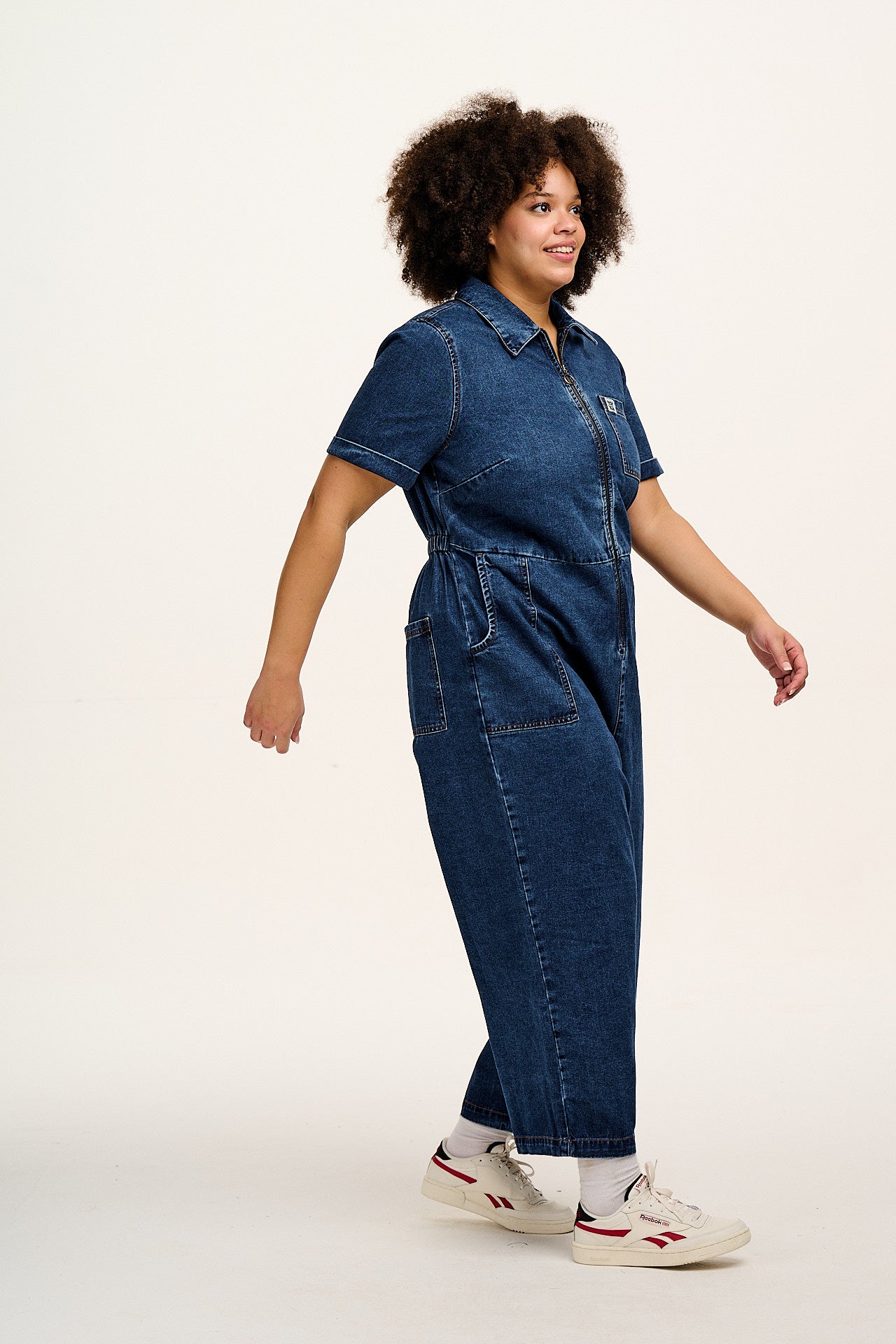 Ragan - Denim Jumpsuit in Mid Wash Blue