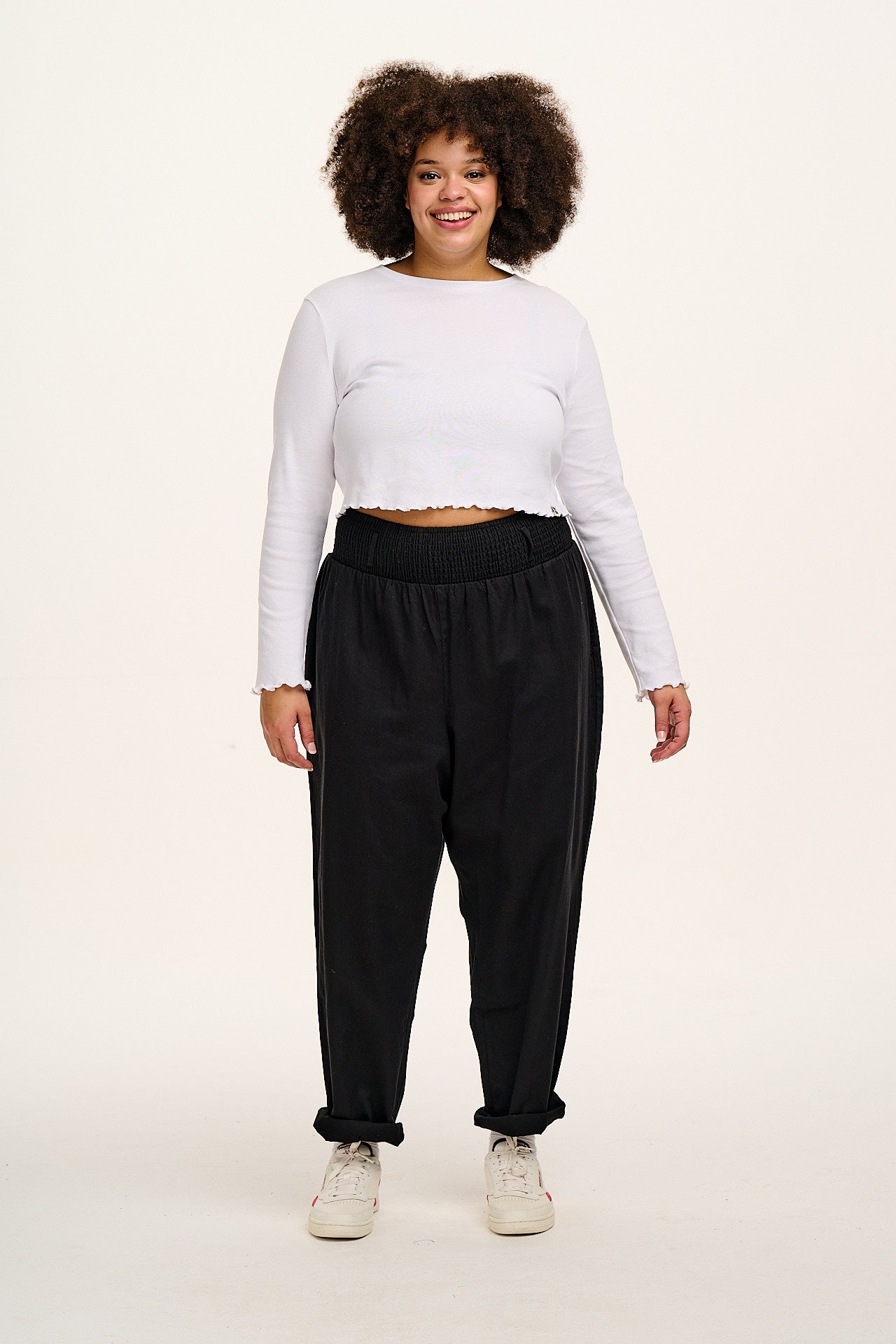 Alexa - Cotton Trousers in Black