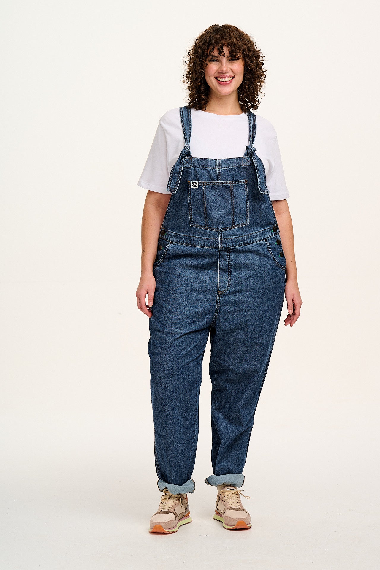 Reuben - Denim Dungarees in Mid Wash Blue