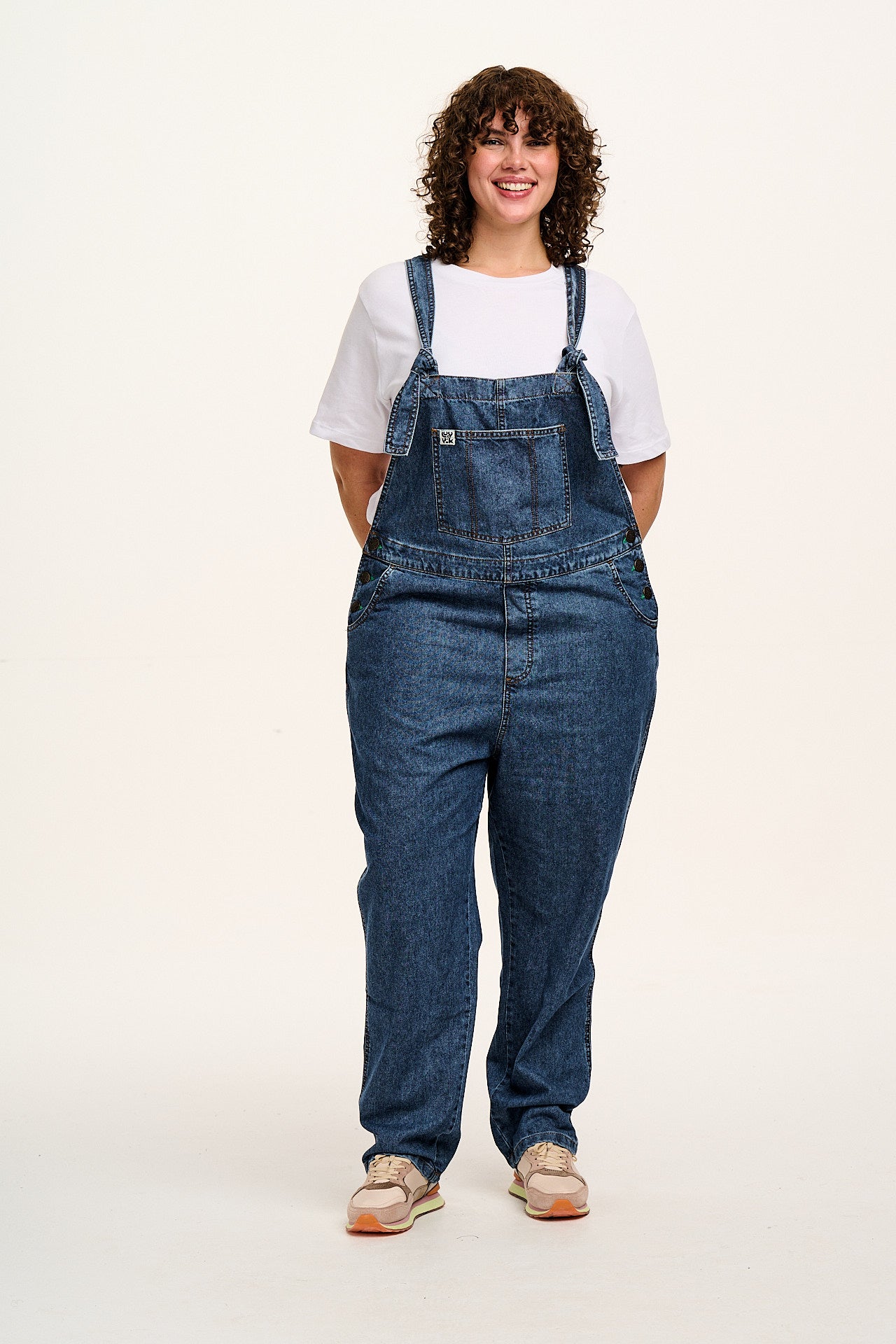 Reuben - Denim Dungarees in Mid Wash Blue