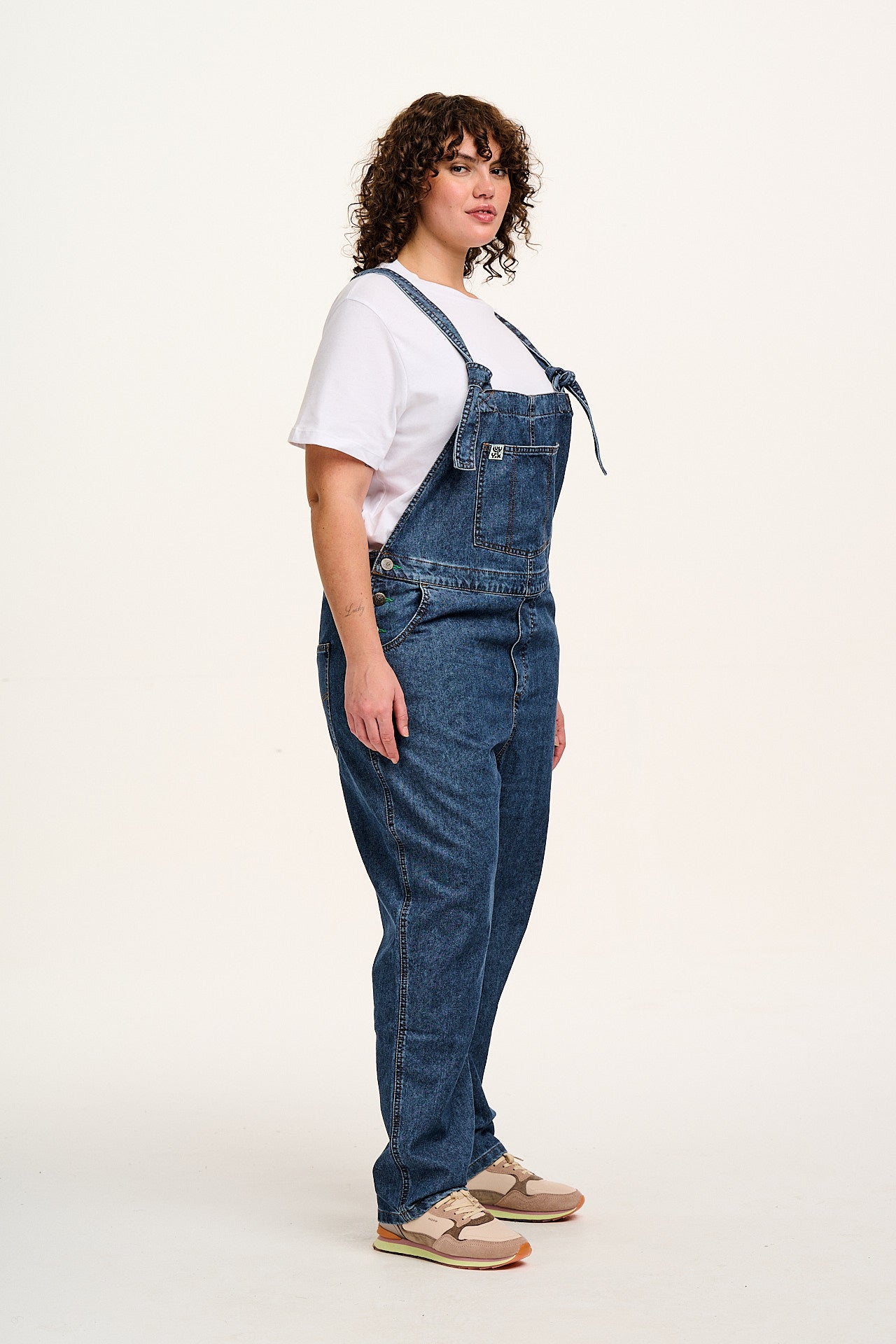 Reuben - Denim Dungarees in Mid Wash Blue