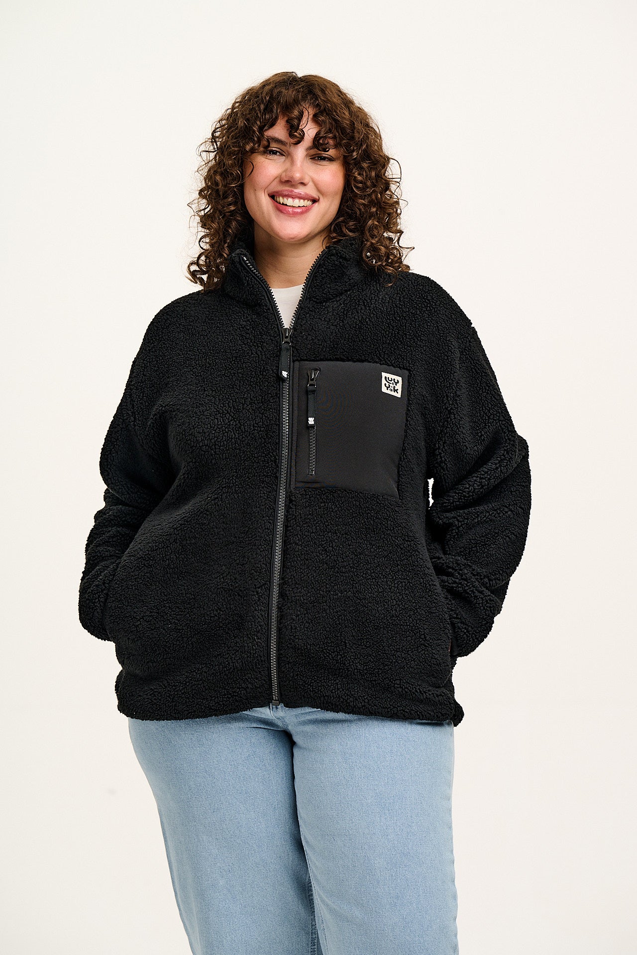 Harper - Borg Fleece Jacket in Black