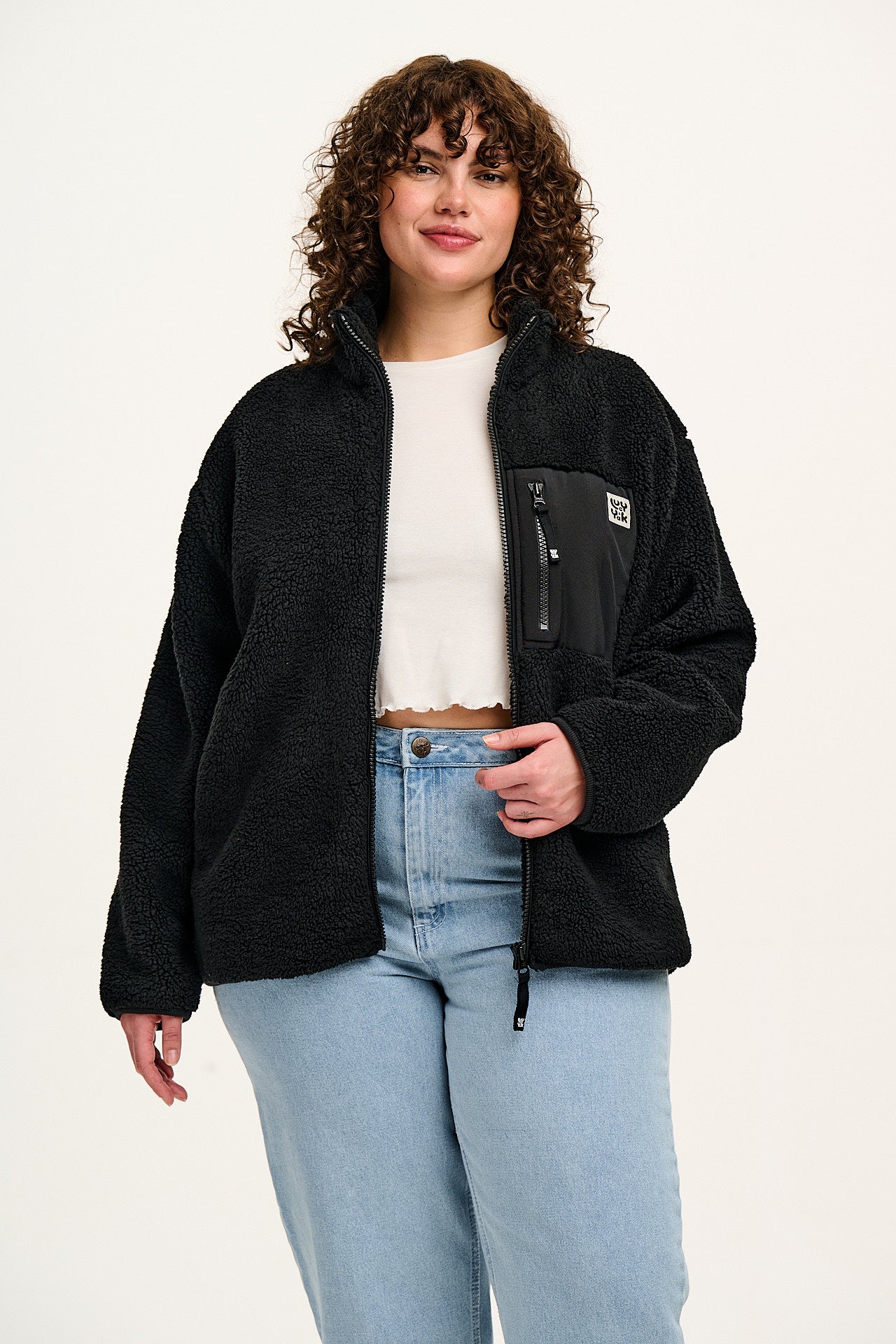 Harper - Borg Fleece Jacket in Black