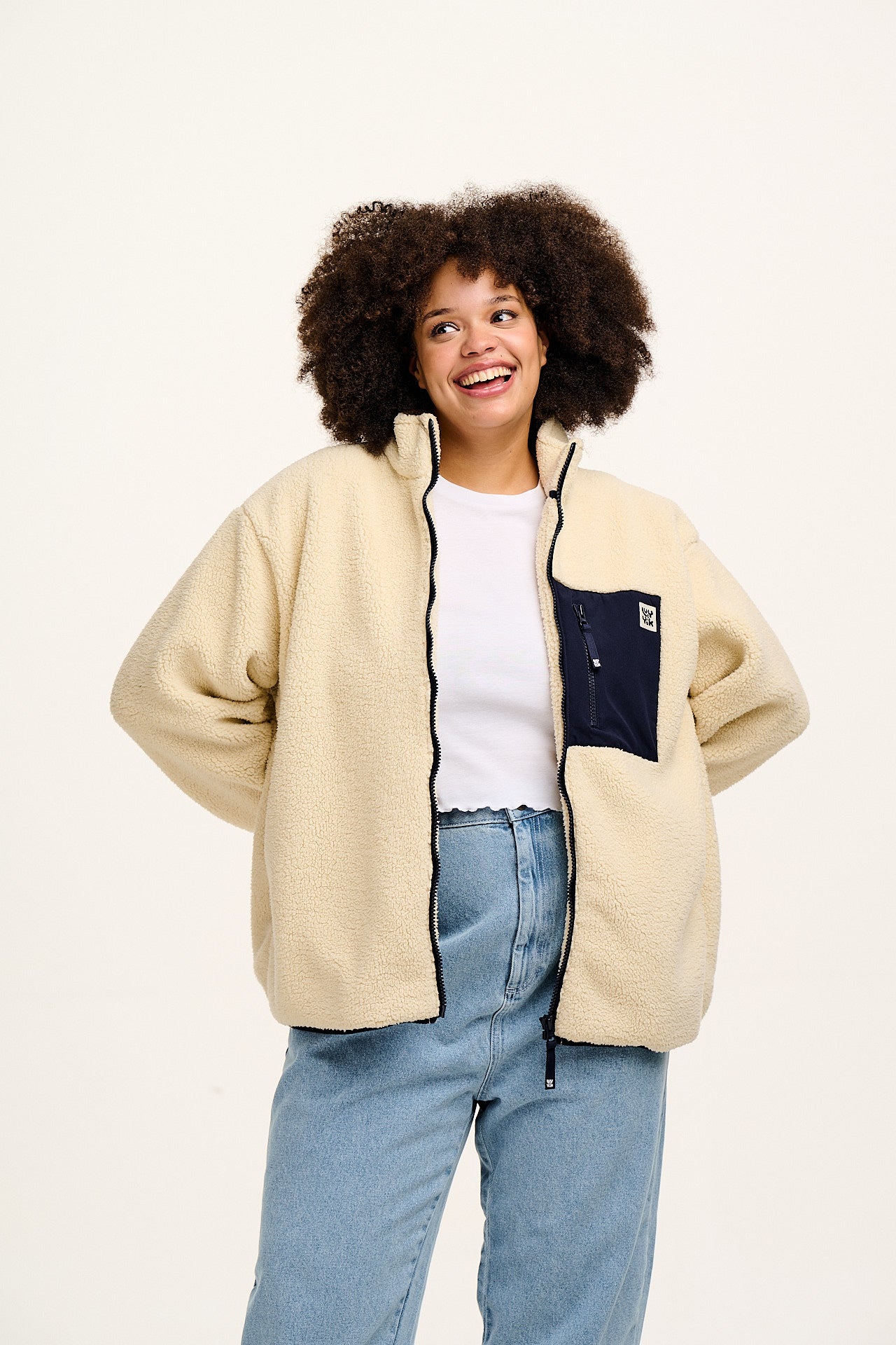 Harper - Borg Fleece Jacket in Cream