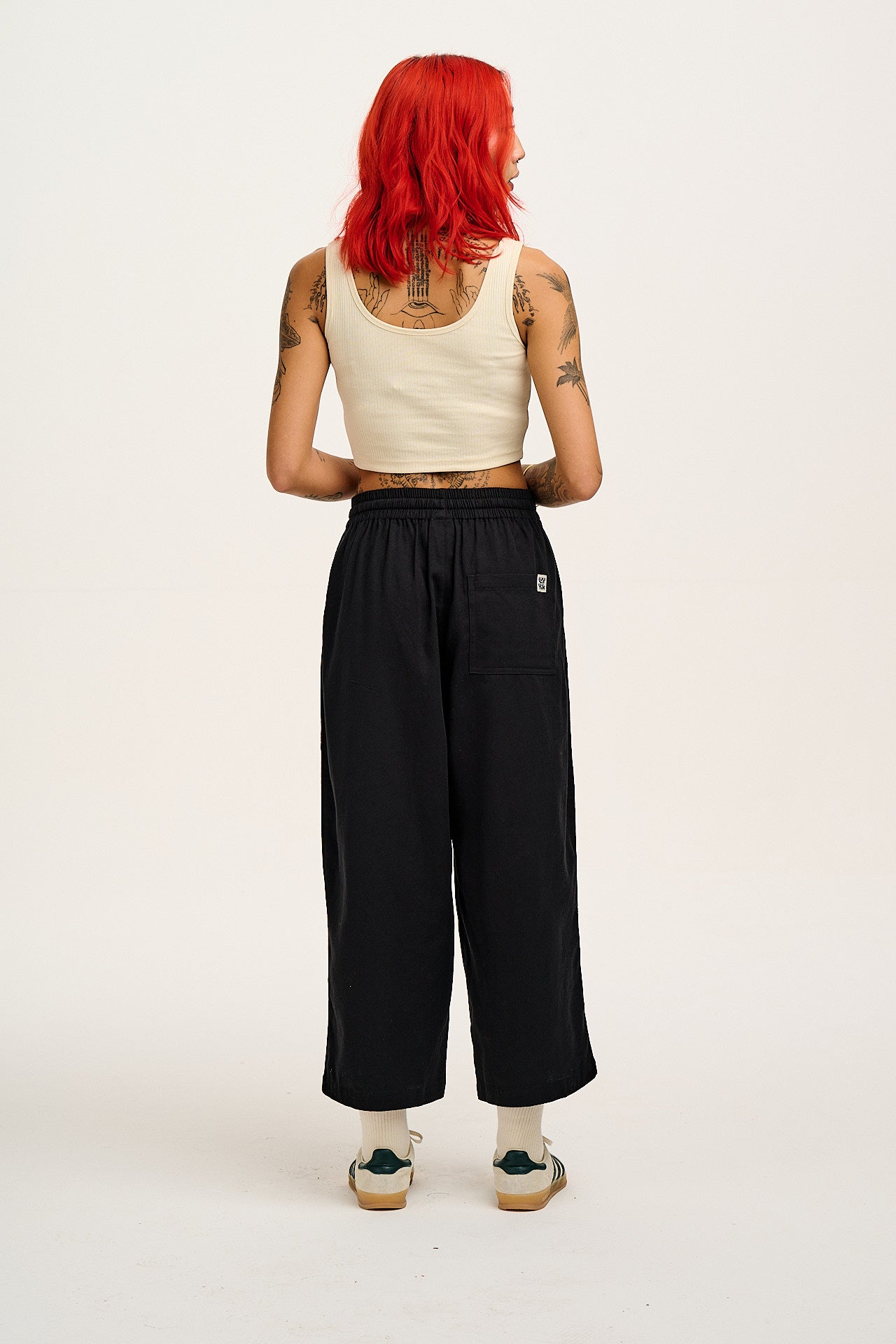 Chuck - Wide Leg Cotton Trousers in Black