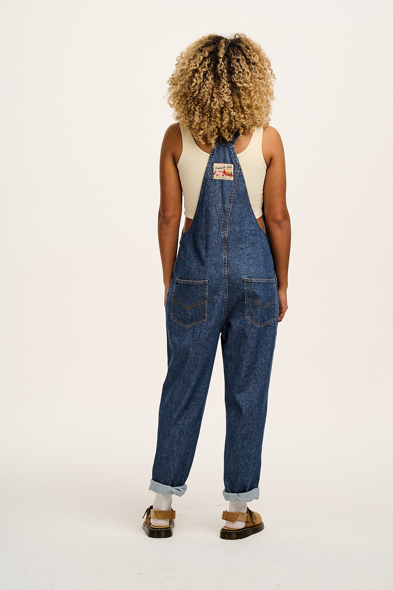 Reuben - Denim Dungarees in Mid Wash Blue