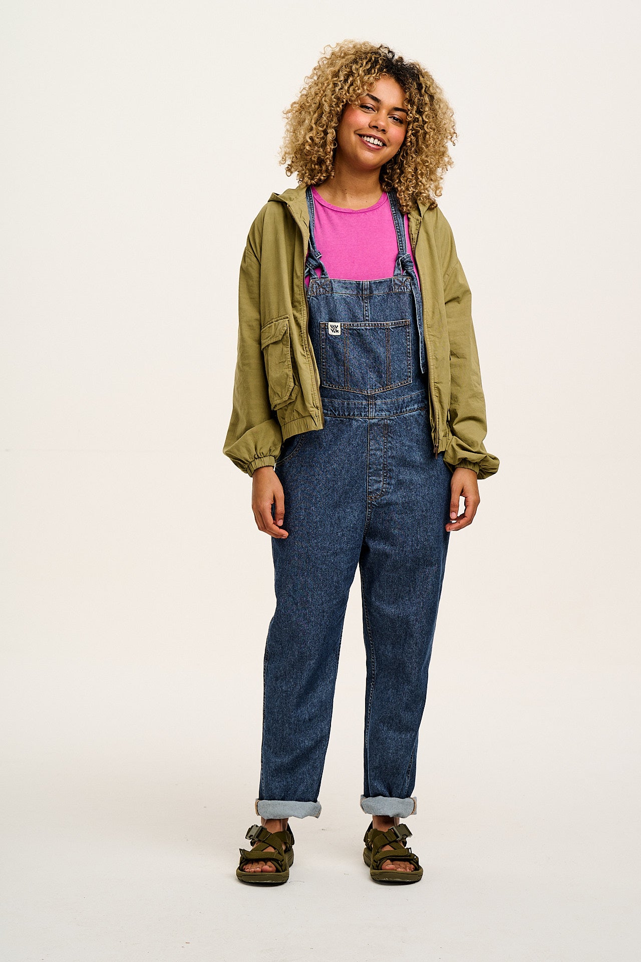 Reuben - Denim Dungarees in Mid Wash Blue