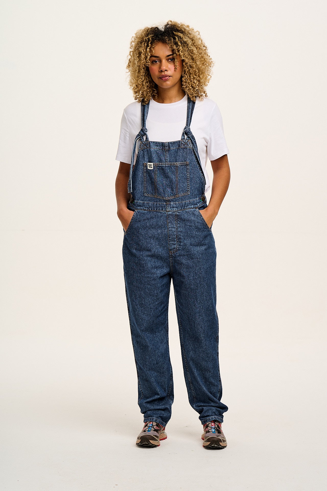 Reuben - Denim Dungarees in Mid Wash Blue