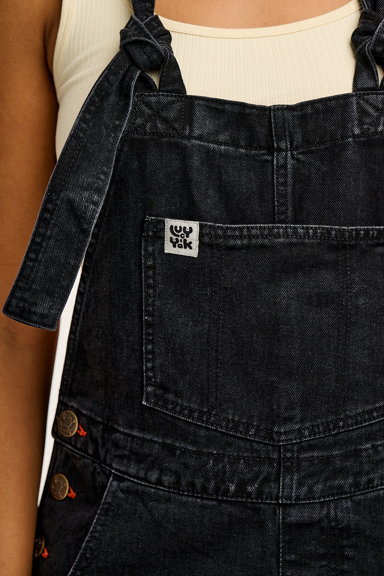 Reuben - Denim Dungarees in Washed Black