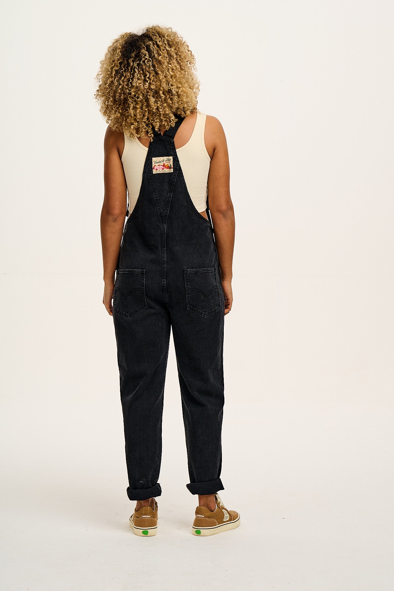 Reuben - Denim Dungarees in Washed Black