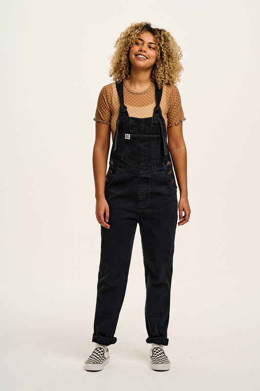 Reuben - Denim Dungarees in Washed Black