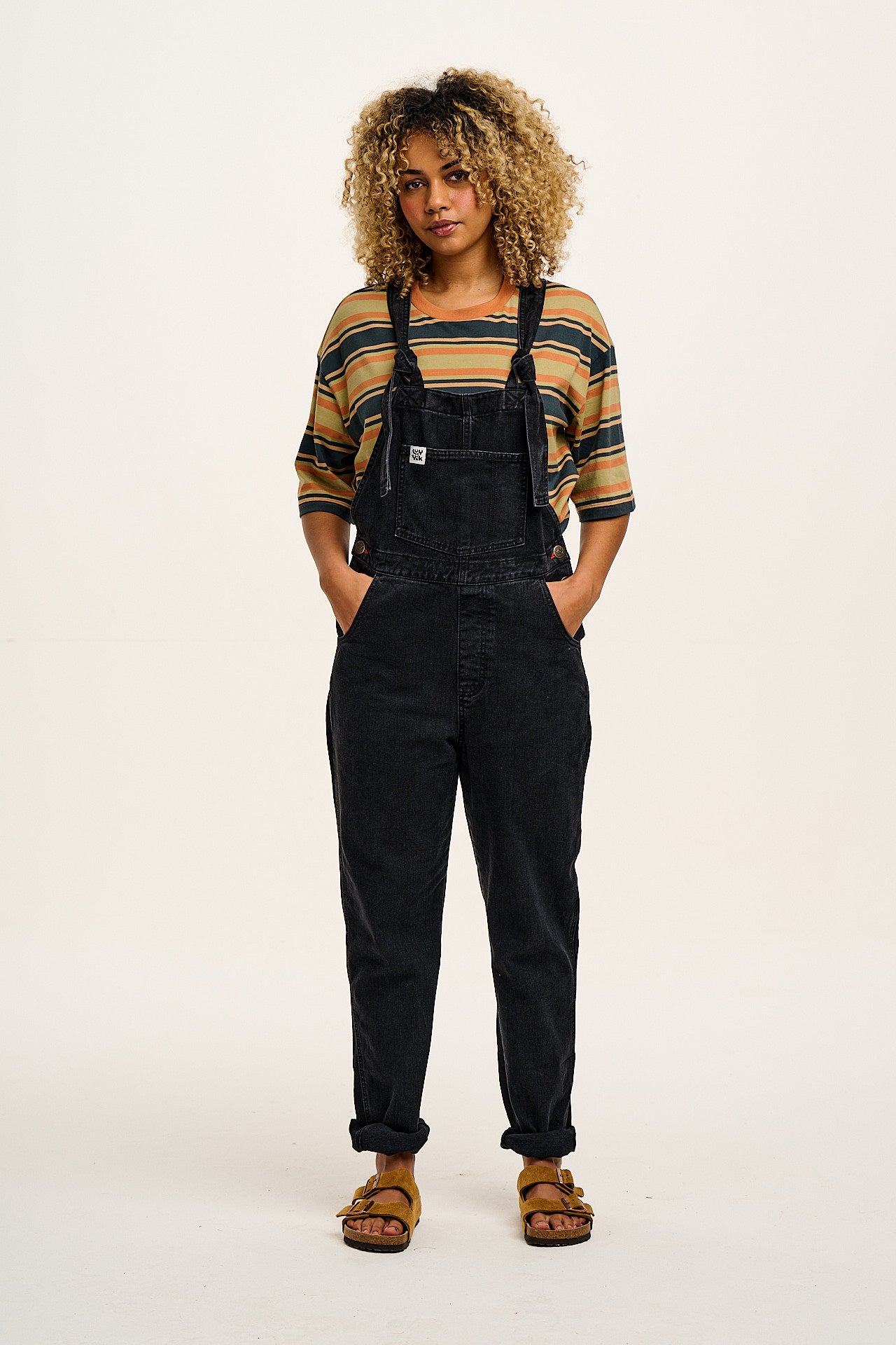 Reuben - Denim Dungarees in Washed Black