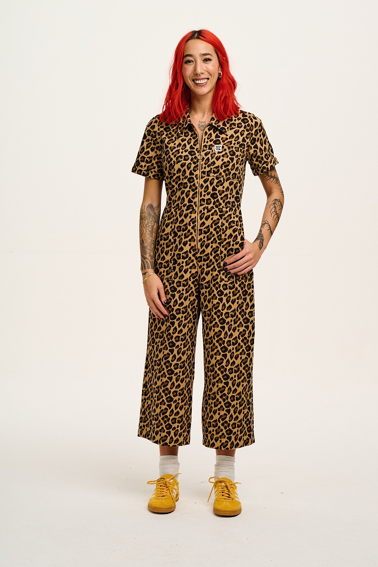 Ragan - Cotton Jumpsuit in Leopard Print