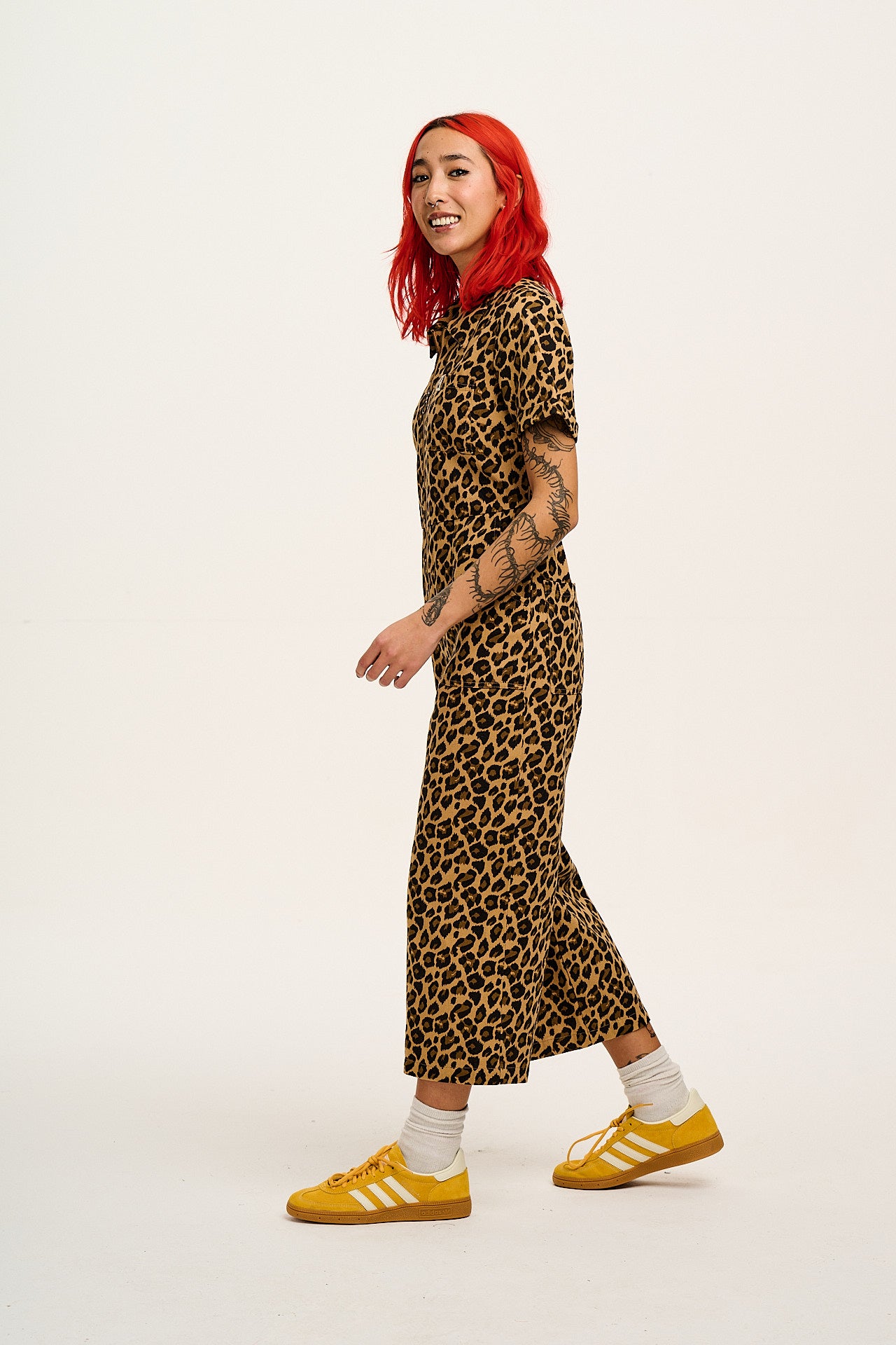 Ragan - Cotton Jumpsuit in Leopard Print