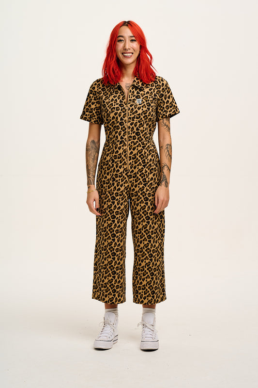 Ragan - Cotton Jumpsuit in Leopard Print