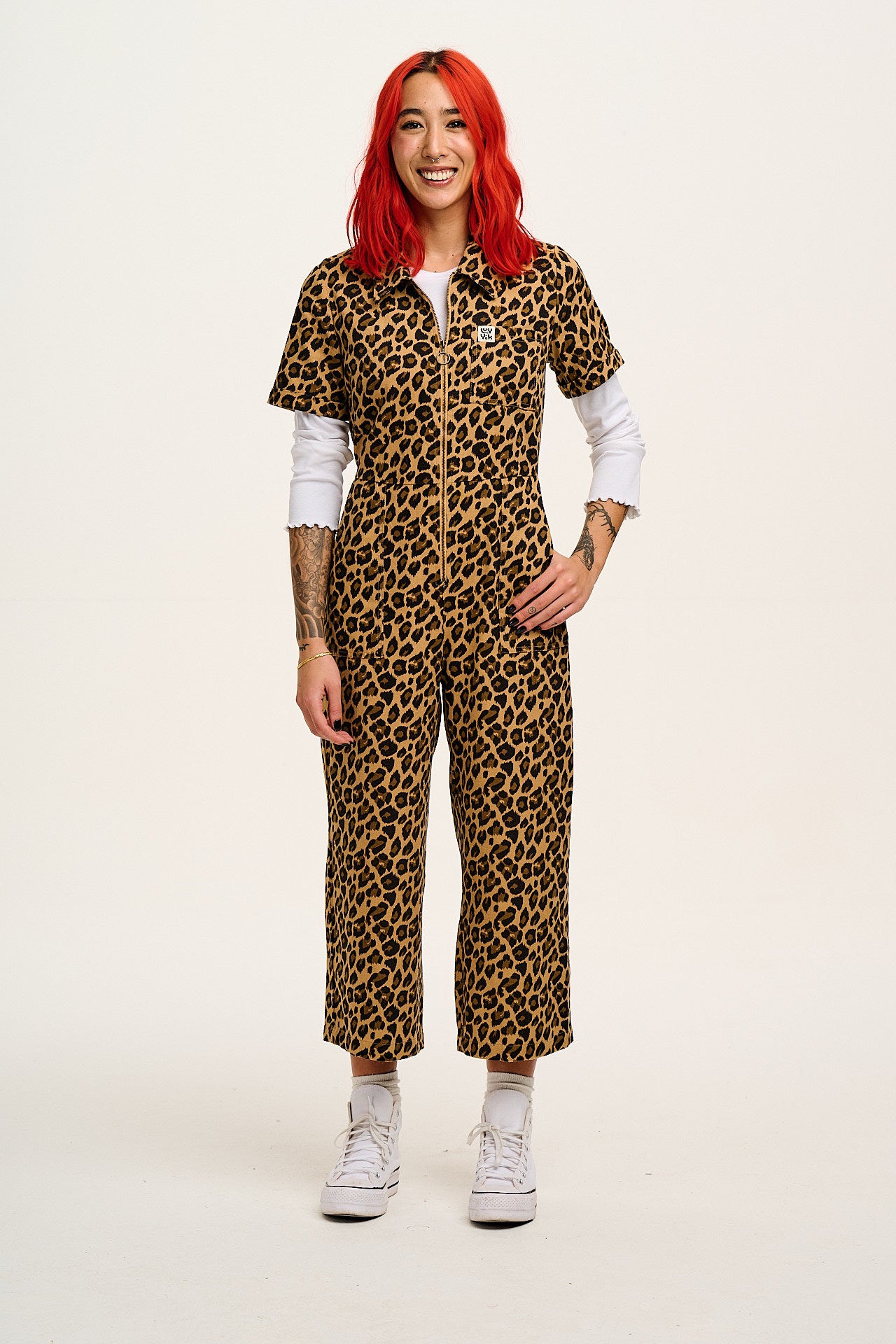 Ragan - Cotton Jumpsuit in Leopard Print