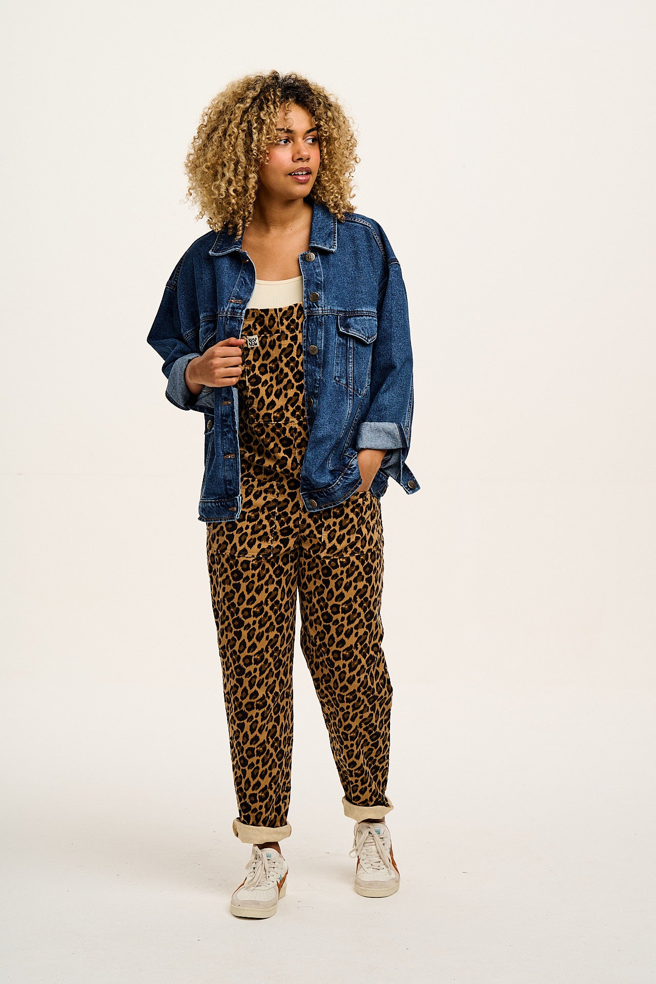 Original - Corduroy Dungarees in Leopard Print