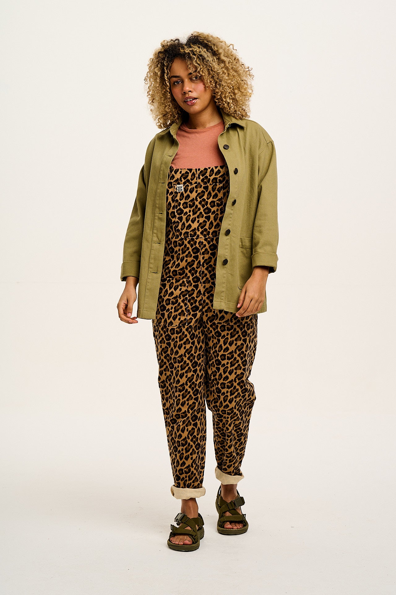 Original - Corduroy Dungarees in Leopard Print