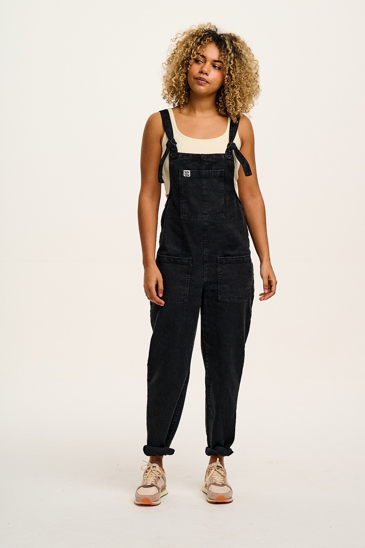 Original - Denim Dungarees in Washed Black