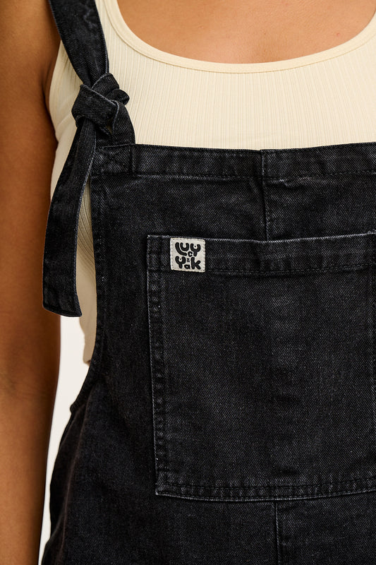 Original - Denim Dungarees in Washed Black