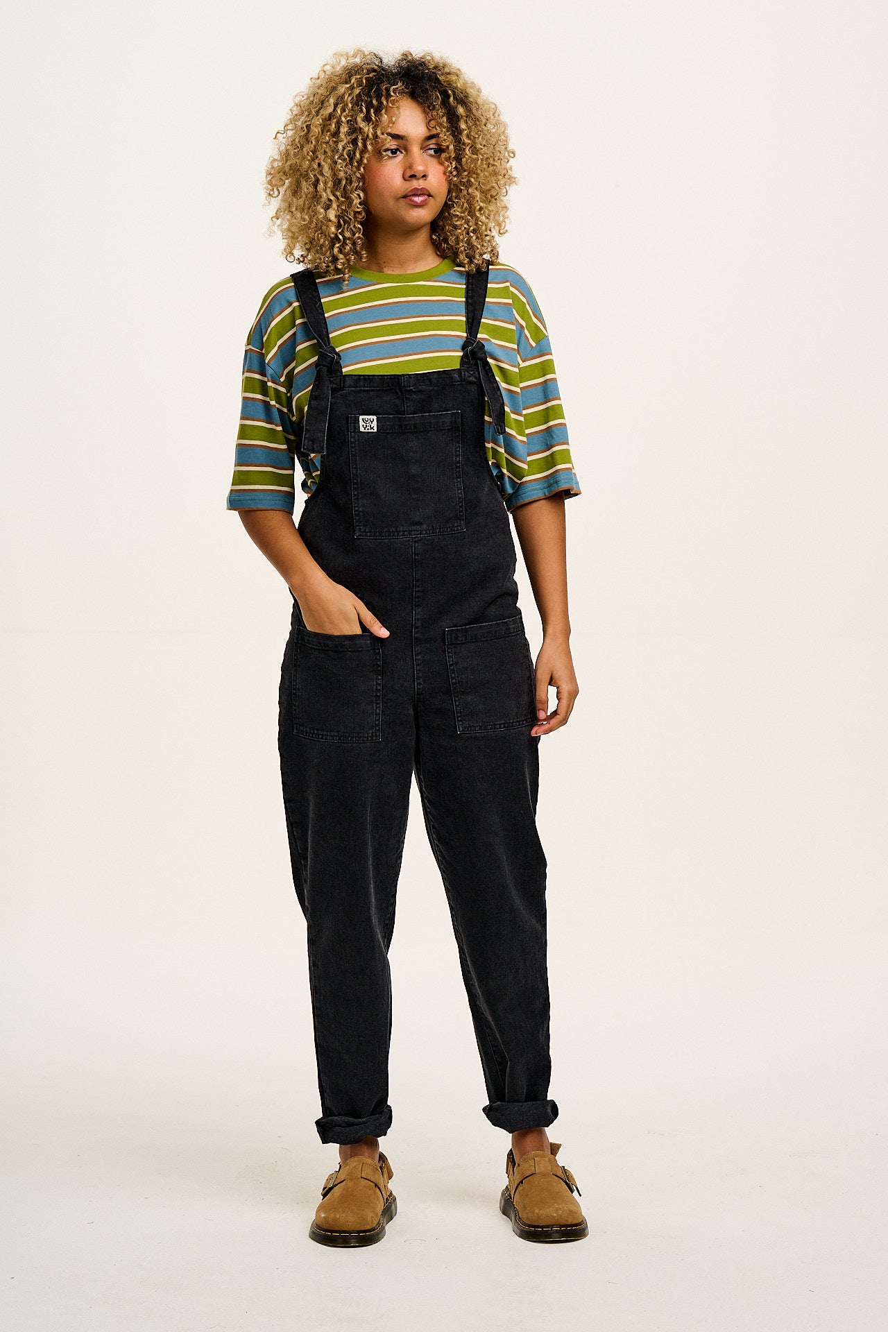 Original - Denim Dungarees in Washed Black