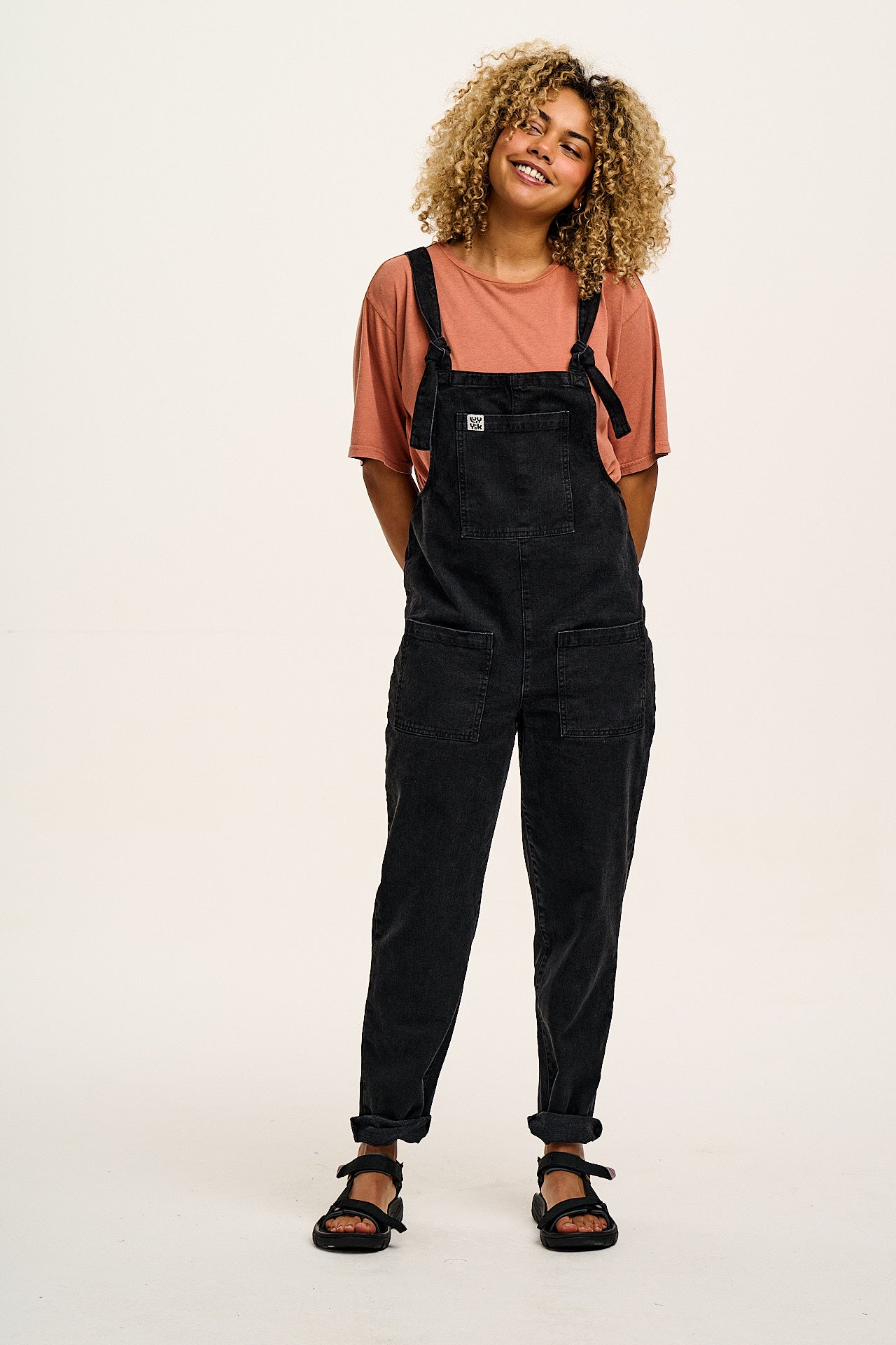 Original - Denim Dungarees in Washed Black