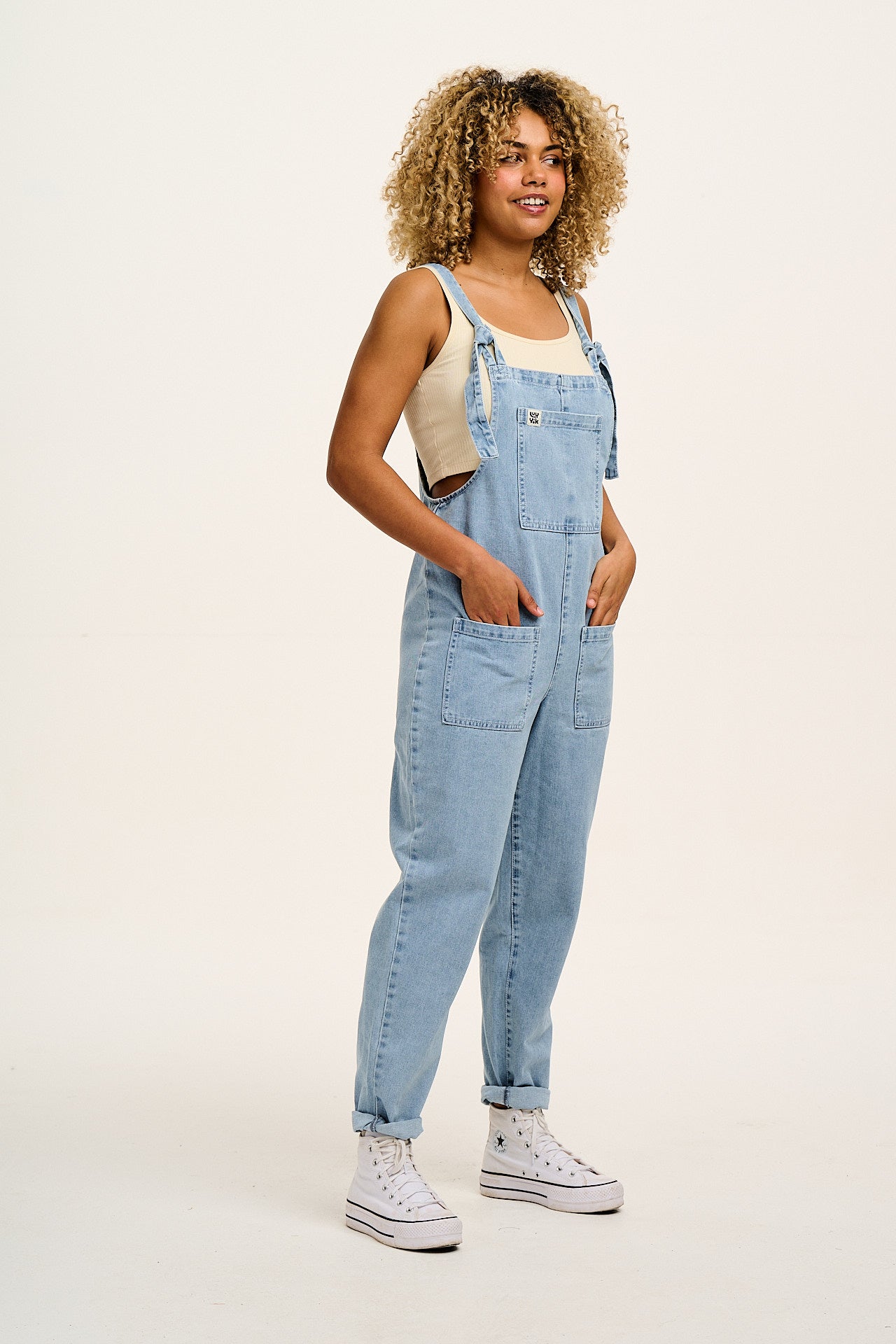 Original - Denim Dungarees in Light Wash Blue