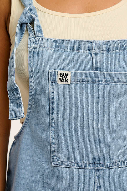 Original - Denim Dungarees in Light Wash Blue